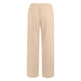 thumbnail image 6 of WULMLEO Linen Pants Women Spring Summer Dressy Casual High Waisted Drawstring Pant Cotton Straight Leg Lounge Trousers Khaki S, 6 of 6