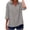 Gray plus size cotton linen blouse a1, variant on Women Plus Size Cotton Linen Blouse 3/4 Sleeve Collared Button Down Shirt Loose Casual Tunic Top Vacation Travel Fashion Clothes, White 3XL