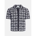 thumbnail image 6 of No Boundaries Men's Faux Crochet Deco Pattern Button Through Sweater Polo, Sizes XS-3XL, 6 of 6