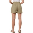 thumbnail image 3 of INSPIRE CHIC Summer Linen Shorts for Women's High Waisted Wide Leg Drawstring Vacation Outfit M Khaki, 3 of 6