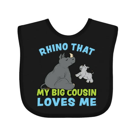 

Inktastic Rhino That My Big Cousin Loves Me with Cute Rhinos Gift Baby Boy or Baby Girl Bib