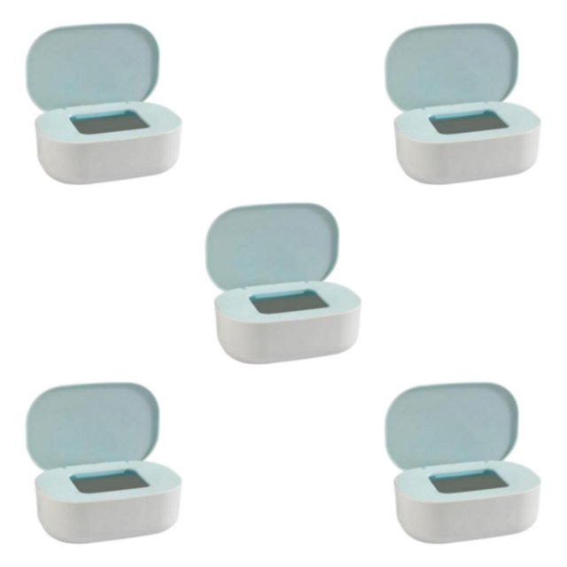 relayinert Stylish Desktop Countertop Mask Dispenser Storage Box with Lid Spacious Holder Plastic Baby Blue 21x14x7.8cm 5Set
