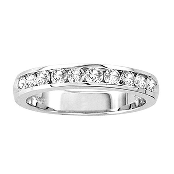14K Gold Channel Set Wedding Ring or Anniversary Band with 0.50 CTTW 10 Stone Round Diamonds H-I SI Quality Bridal - Size 4