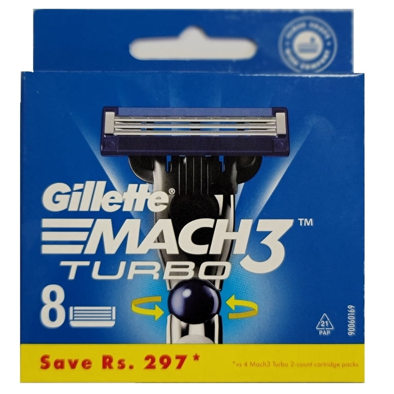 【4個セット】Gillette MACH3 TURBO 替え刃 8個入り Gillette Mach3 Turbo, 8 Mens Shaving Cartridges, 3 Sharp Blades