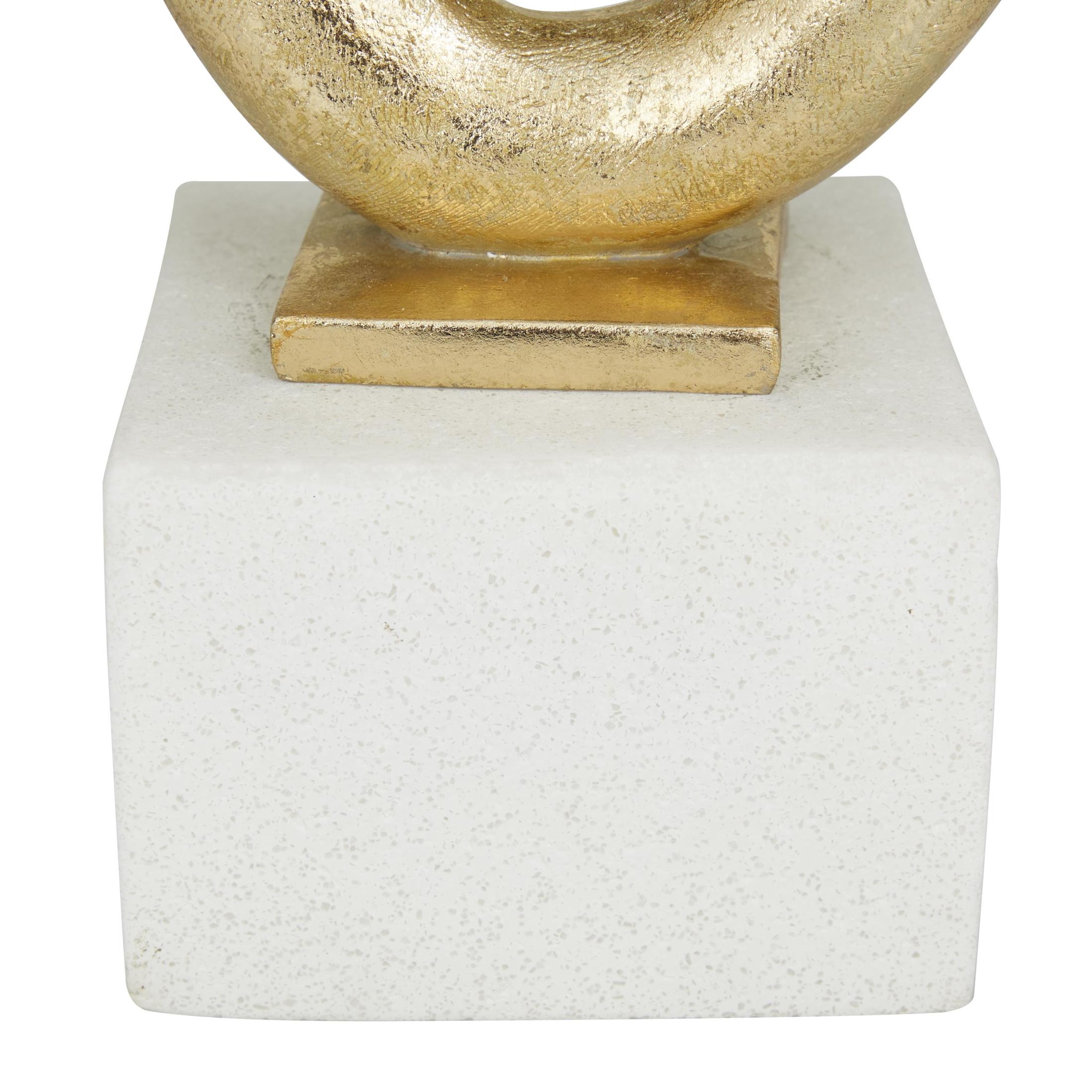 8" x 19" Gold Polystone Swirl Abstract Sculpture, by DecMode