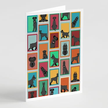 Lots of Black Schnauzer Greeting Cards and Envelopes Pack of 8 7 in x 5 in