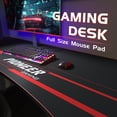 thumbnail image 6 of VINEEGO 55 inch Gaming Desk Ergonomic T-Shaped Legs Carbon Fiber Surface PC Laptop Racing Computer Table With Cup Holder & Headphone (Black), 6 of 9