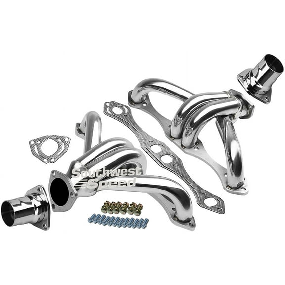 Southwest Speed Ceramic Hot Coated Block Hugger Shorty Headers For Small Block Chevy V8 With Straight Plug Heads,1 5/8",262-400,Street Rat Hot Rod