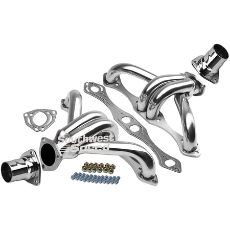 Southwest Speed Ceramic Hot Coated Block Hugger Shorty Headers For Small Block Chevy V8 With Straight Plug Heads 1 5/8 262-400 Street Rat Hot Rod