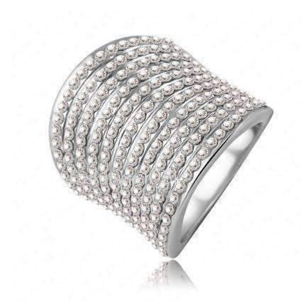 Clear Crystal Cocktail Ring - Echo Pav Set Clear Austrian Crystal Platinum Plated Cocktail Ring 10 / Platinum