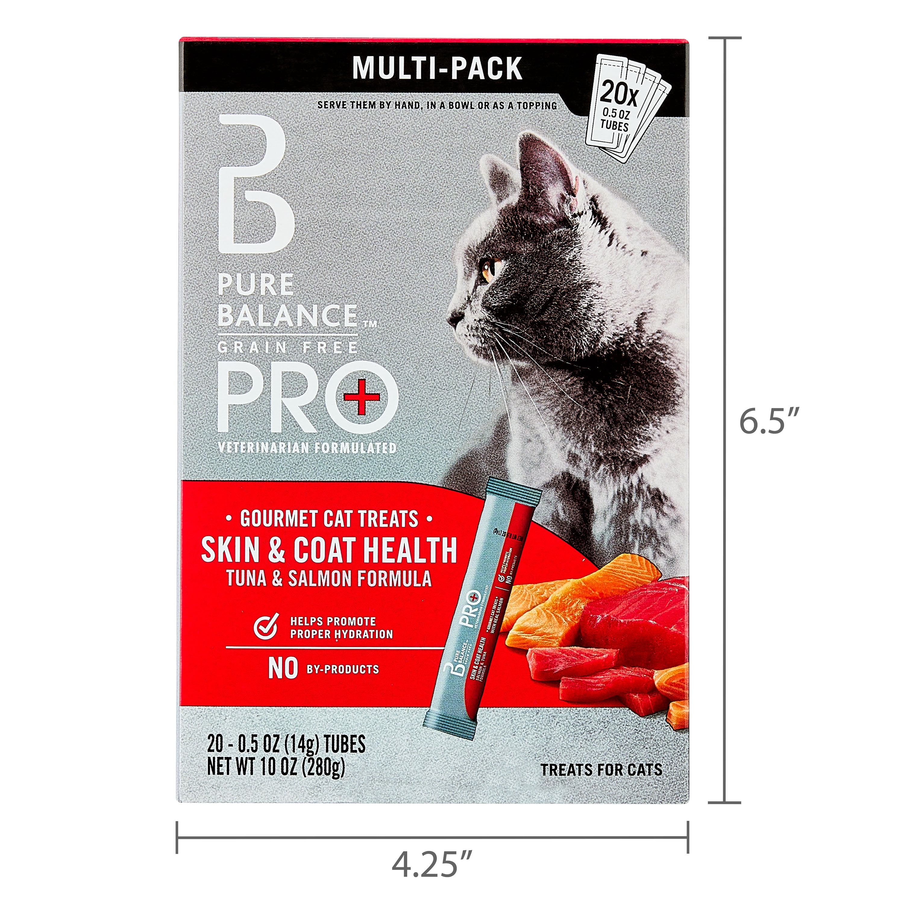 Pure Balance Pro+ Grain Free Gourmet Wet Cat Treats, Tuna & Salmon Formula, 0.5 oz Pouches, 20 Count