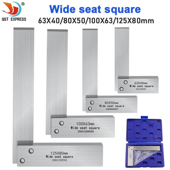 Machinist Square Ensemble, Outil Square de Travail du Bois à Base Grand de Haute Précision en 4 Pcs, Outil de Mesure Square à Angle Droit Square de Type L, Carrés de 2 Po, 3 Po, 4 Po et 6 Po