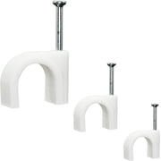 300pcs Cable Clips with Steel Nails 7mm 10mm 14mm Wire Holders Durable, UV Resistant Plastic Clips Help Organize Coax, Ethernet and Other Cords(Circular)