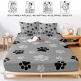 thumbnail image 5 of Cal.King Size Fitted Sheet Set - Pet Paw Printed 3 Piece Bedding Sets 16" Deep Pocket Fitted Sheet with 2 Pillowcases, Modern Black Grey Watercolor Dog Claws Brushed Microfiber Hotel Bed Sheets, 5 of 9