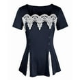 thumbnail image 4 of YUGYXL Lace Tops for Womens 2025 Summer Square Neck Tunics Shirts Short Sleeve Dressy Casual Work T Shirts Flowy Blouses Navy XL, 4 of 6