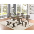 thumbnail image 2 of Beige Linen Brown Oak MDF Wood Dining Bench with Nailhead Trim, 2 of 2