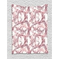 thumbnail image 1 of Floral Tapestry, Romantic Nature Scroll Style Pattern with Hand Drawn Leaves and Petals, Wall Hanging for Bedroom Living Room Dorm Decor, 60W X 80L Inches, Maroon Coral and White, by Ambesonne, 1 of 2