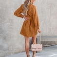 thumbnail image 4 of Vestido tipo blusa de pana para mujer, vestido camisero de manga larga, largo mini, 4 of 5