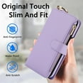 thumbnail image 2 of ELEHOLD For Samsung Galaxy S22 Phone Case Leather Crossbody Zipper Card Wallet Flip Case Kickstand Cover, with Ring Holder,Full Body Protection-Violet, 2 of 7