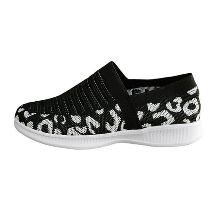 

MIASHUI Womens Sneakers Fashion Leopard Print Color Block Breathable Mesh Knitted Flat Bottomed Sports Shoes Casual Sneakers for Women Black 9