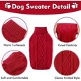 thumbnail image 4 of Suéter para perros Suéter de cuello alto Ropa para mascotas Suéter de punto Patrón de punto Cálido Suave Rojo L, 4 of 5