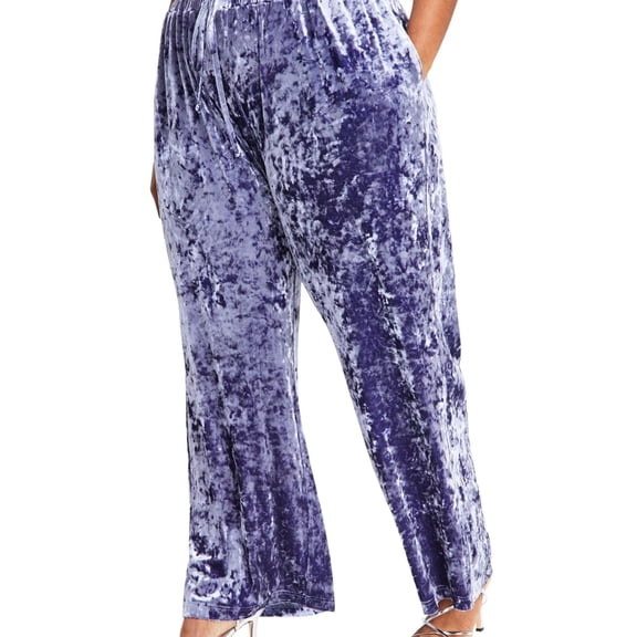 Nina Parker Womens Crushed Velvet Casual Lounge Pants, Purple, Plus Size, 3X