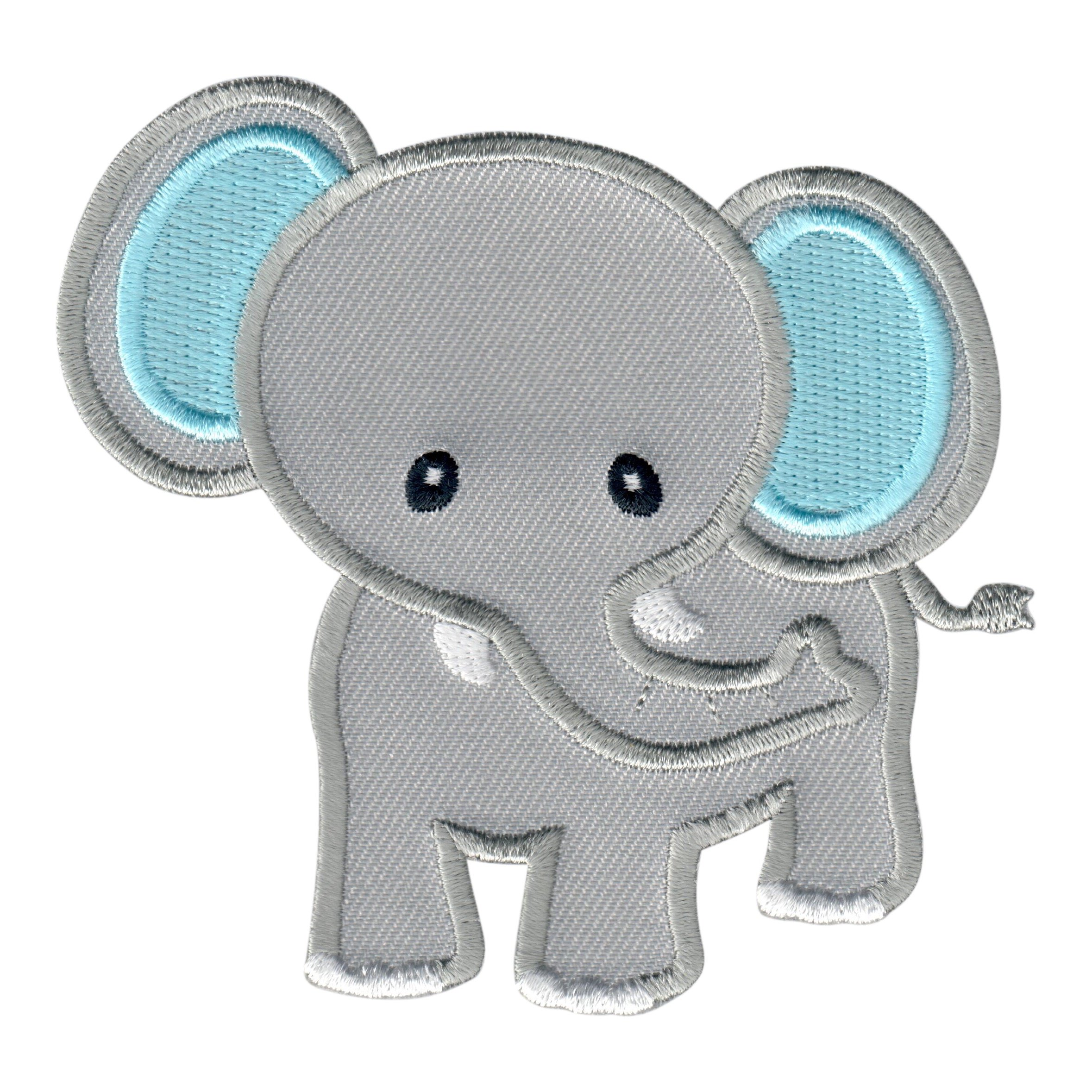 PatchMommy Elephant Patch (Blue/Grey), Iron On/Sew On Appliques for