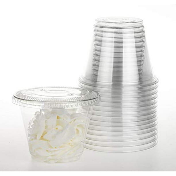 GOLDEN APPLE, 9oz30sets Clear Plastic Cups with Clear Flat no Hole