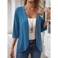 thumbnail image 4 of Women'S Cardigan Tops Three-Quarter Sleeves Solid Color Casual Small Jacket Female Blue M, 4 of 9