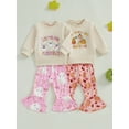 thumbnail image 3 of Baby Toddler Girls 2PCS Halloween Clothing Sets 0 6 12 18 24 Months 2T 3T Long Sleeve Letter Pumpkin/Letter Ghost Print Tops Flared Pants  Outfits, 3 of 9
