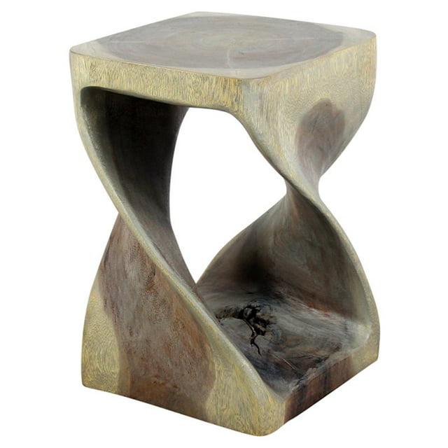 Strata Furniture 16x10" Traditional Style Wood Twist Stool in Gray