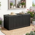 thumbnail image 3 of MINDYES 90 Gallon Deck Box, Outdoor Resin Storage Box with Gas Strut for Garden Patio Backyard, Black, 3 of 8