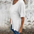 thumbnail image 5 of Wdfiry Women Plus Size T-shirt Summer Fashion Ruffled Hem Short Sleeve Tops Casual Solid Pullover Round-Neck Blouse Shirt, 5 of 8