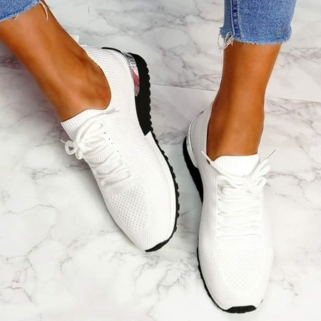 

Tuscom Summer Women Ladies Wedge Sneakers Casual Shoes Mesh Lace Up Walking Shoes