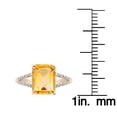 thumbnail image 3 of 10k Yellow Gold Genuine Emerald-Shape Citrine and Split-Shank Diamond Ring, 3 of 5