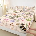 thumbnail image 4 of jejeloiu Wildflower Kitten Cat Full Size Sheets For Girls,Woodland Animal Print Bed Sheets For Girl,4 Pieces, 4 of 6