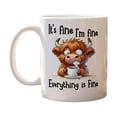 thumbnail image 1 of Funny Coffee Mug 11 oz White Ceramic With Stressed Cow Illustration And \, 1 of 5