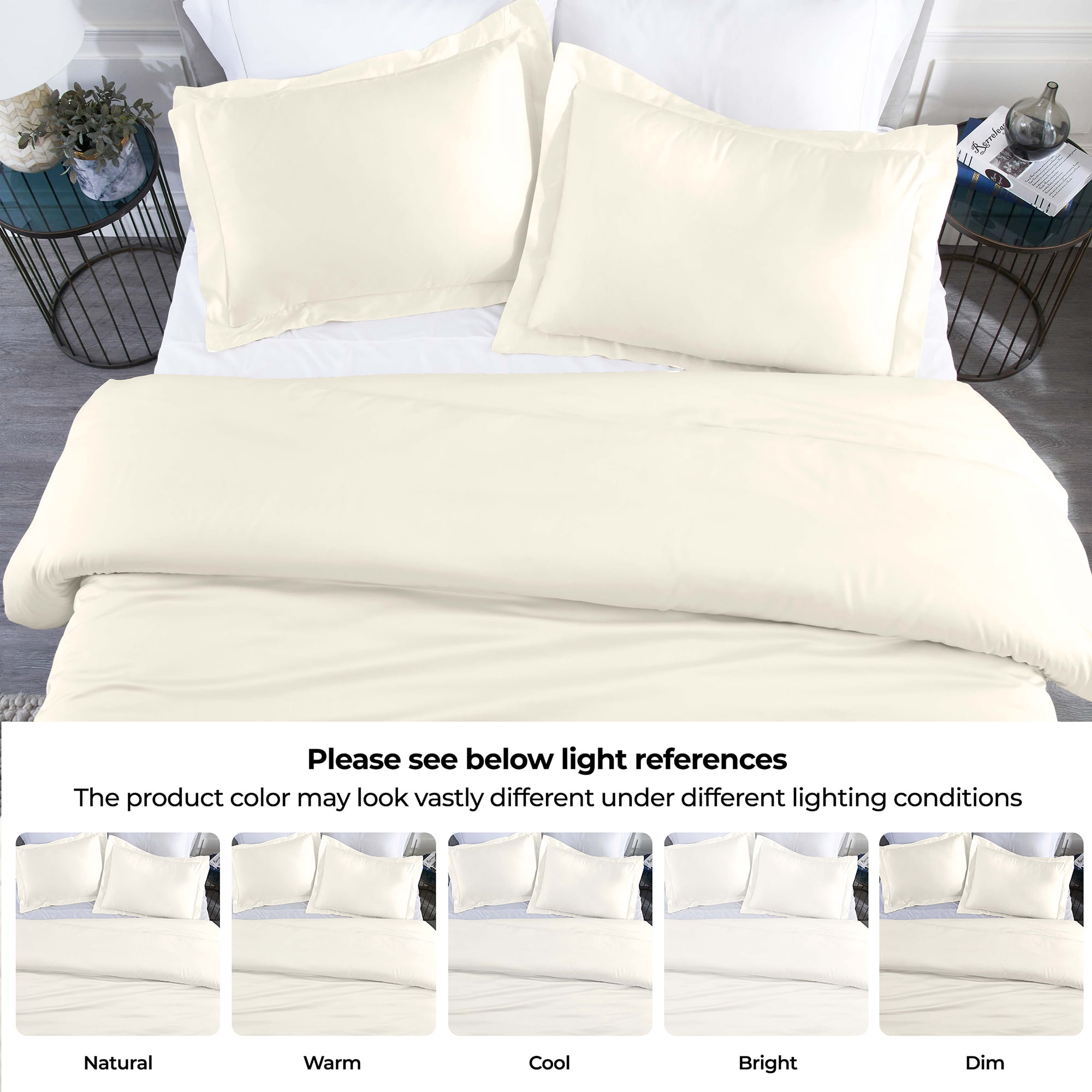Superior Modal From Beechwood 400TC Ivory Duvet Cover Set, Twin/ Twin XL