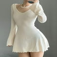 thumbnail image 2 of POINTERTECK Robe Courte en Maille à Manches Longues pour Femmes Bodycon, 2 of 4