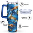 thumbnail image 3 of 40oz Cute Ocean Life Turtle Stainless Steel Flip Straw Tumbler Spill Proof Travel Cup Double Wall Vacuum Insulated Coffee Mug with Top Handle, 3 of 6