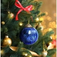 thumbnail image 3 of Set of 4 Blue Mercury Glass Ornaments (3.15 Inch Grooved Crackle Ball) - Perfect for Christmas Tree, Hanging Holiday Decoration, Gifts & Home Decor, 3 of 6