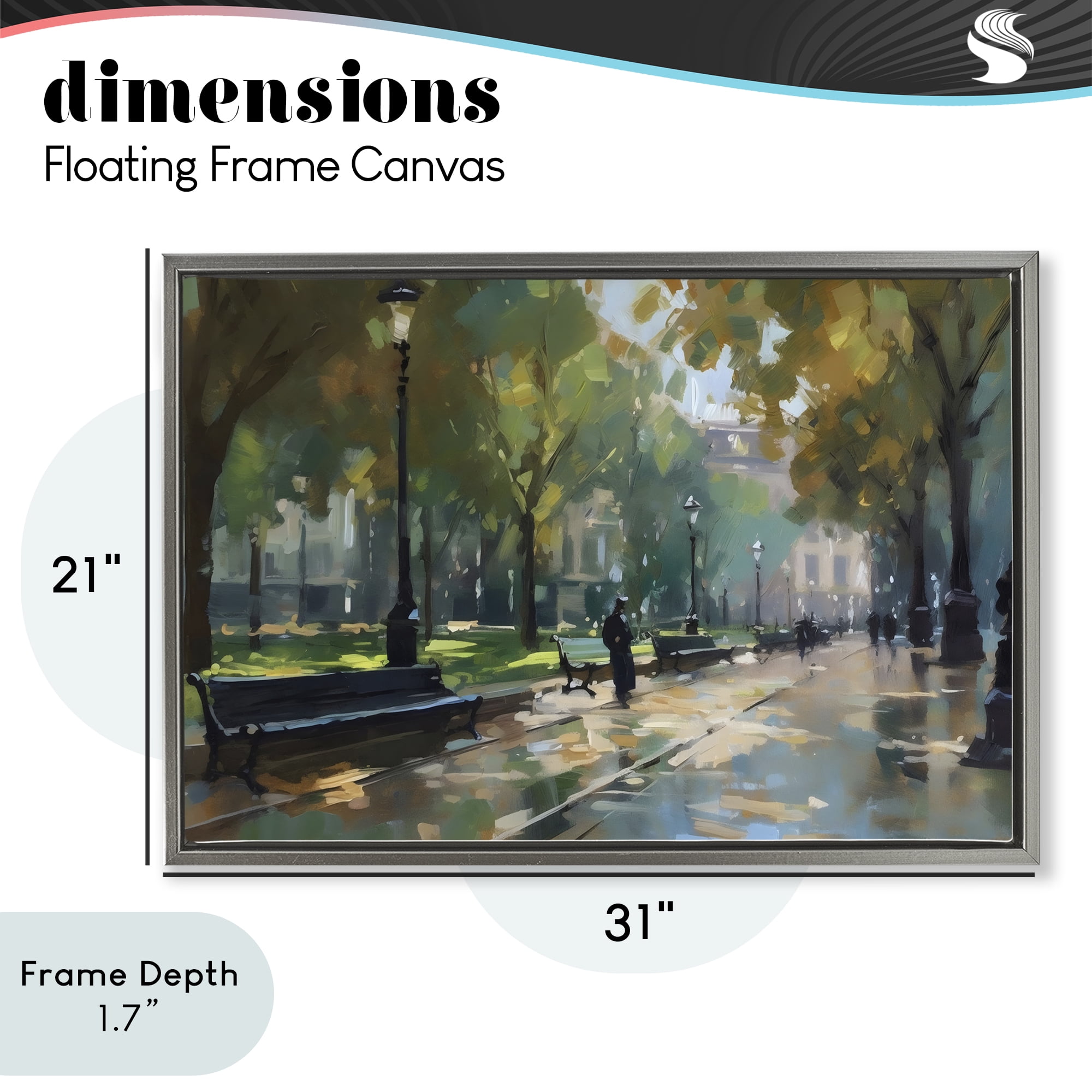 Stupell Industries Park Promenade on Rainy Day Gray Framed Floater Canvas Wall Art, design by Creative Studio