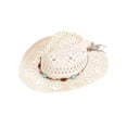 thumbnail image 2 of Deago Straw Cowboy Hat for Women and Men Western Cowgirl Hat with Shapeable Wide Brim Hollow Out Summer Beach Sun Hats (White), 2 of 8