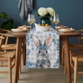 thumbnail image 2 of Easter Rabbit Table Runner - 70 Inch Long, Kitchen Dining Table Runner Dresser Scarves, Spring Cute Bunny Blue Flowers Buffalo Plaid Farmhouse Decor for Coffee Tables Wedding Party Banquet, 2 of 8