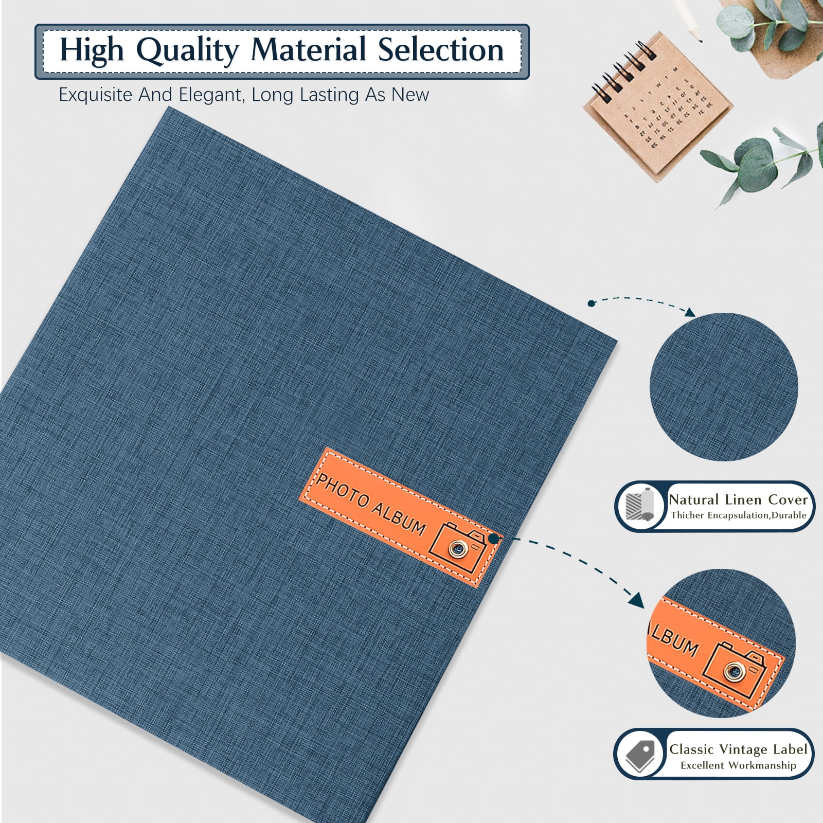 cherished memories 60 Pages Large photo album with self adhesive pages - perfect for photo paper 4x6 5x7 8x10, sticker book, and scrapbook supplies - stylish binder to preserve your moments