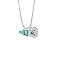 thumbnail image 2 of Delight Jewelry Acrylic 3/4" Teal Cheer Megaphone Silvertone Script Initial Disc - V - Charm Necklace, 20"+3", 2 of 4