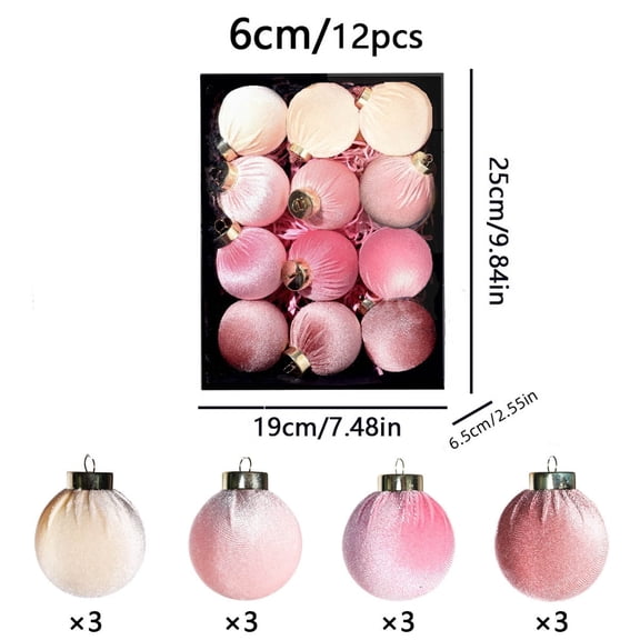 FeiFu 12-Piece 6cm Christmas Christmas Ball Set Hanging Ornament Festive Colors Suitable on Christmas Trees or Garlands Ornaments Set