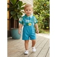 thumbnail image 4 of BemeyourBBs Toddler Baby Boy Gentleman Church Outfit Infant Baby Boys Summer Clothes Short Sleeve Button Down Bowtie Shirt Suspender Shorts Overalls Set Toddler Boy Summer Holiday Beach Outfit, 4 of 9