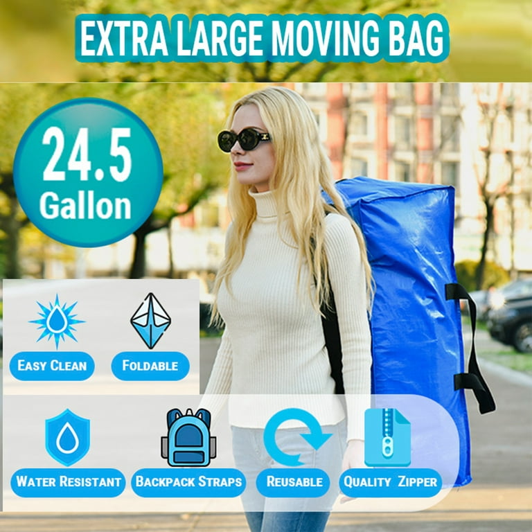 Moving Bags,THESEATOP Large Heavy Duty Moving Boxes for Space Saving Moving Storage,Plastic Storage Bin Bags with Backpack Handles Zipper