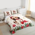 thumbnail image 3 of Homewish Kawaii Christmas Dog Full Size Comforter Sets for Kids, Cute Santa Claus Hat Bedding Comforter Set, Western Xmas Flower Reversible Bedding Sets, Luxury Bedroom Decor, 3 Pieces, 3 of 8